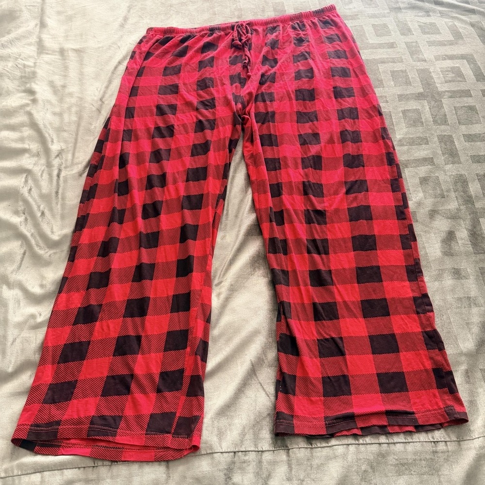 Just Love Pajama Pants Womens 2X Plus‎ Red Plaid Cotton Jersey Lounge Sleepwear
